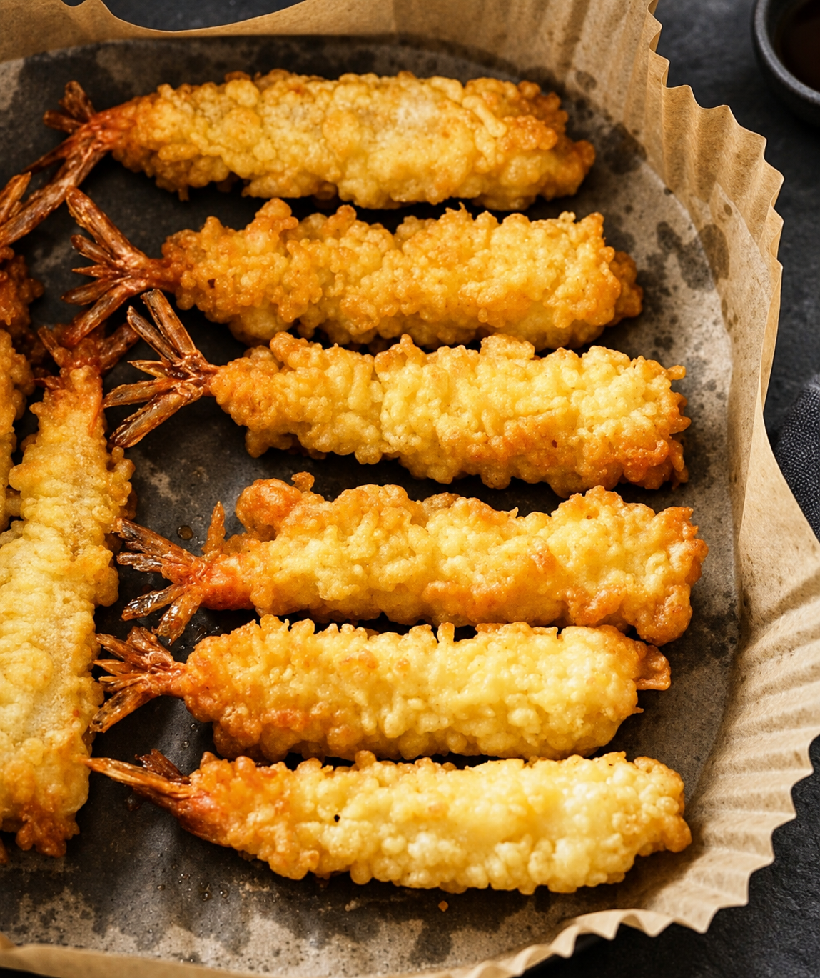 Crispy breaded shrimp prepared for food service